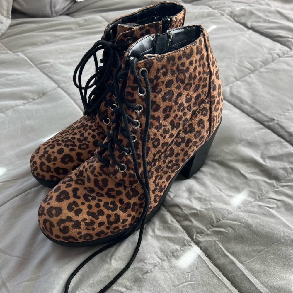 Leopard booties, size 10